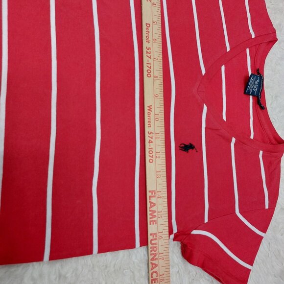 Polo Ralph Lauren Women's Red Stripped V-Neck Polo Shirt Size S - Picture 4 of 8
